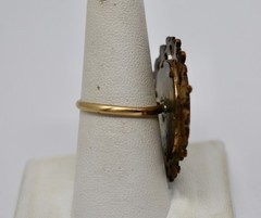 Antique c. 1900 Victorian Man Photo Portrait Ring Enamel & Gold Filled sz. 8.5