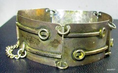 VTG Mid Century Modern Artisan Panel Bracelet Industrial Machine Age Brutalist