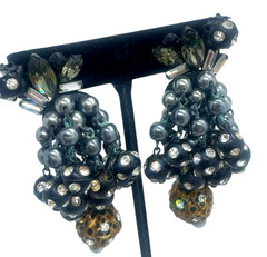 Alice Caviness Attr Dangle Rhinestone Beads & Metal Filigree Bracelet & Earrings