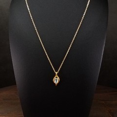Vintage 1980s Blue Topaz Gemstone Pendant Necklace Signed JC