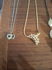 JEWELRY NECKLACES 17PC. HEART BRACELET AND DIAMOND EARRINGS. SEE PICTURES…