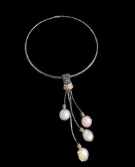Coin Pearl Marcasite Silver Tone Necklace Choker Designer