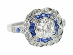 Mid Century Art Deco Cluster Ring 2.2Ct Round Lab Created Diamond 10k White Gold