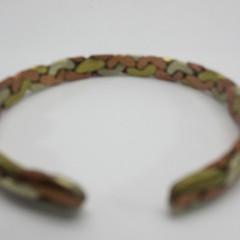 Vintage Open Cuff Bracelet Mixed Metals Copper Brass Silver Tone