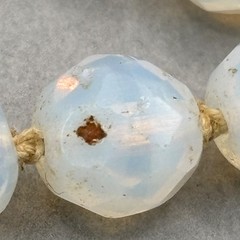 Vintage Opaline Opalite Beaded Necklace Faceted Art Glass Hand Knotted 18″