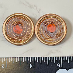 Vintage Matisse & Renoir Collab Burnt Orange & Gold Enamel Over Copper Earrings