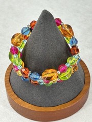 Vintage Colorful Lucite Triple Band Stretch Bracelet Green Blue Pink Orange