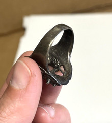 Vintage G & S Gordon Smith 1985 Skull Mask Black Signed Biker Ring Sz 11.75