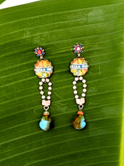 Vintage Ayala Bar beaded glass and metal post earrings