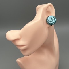 Vintage Button Style Screw Back Earrings Baby Blue Resin 1″