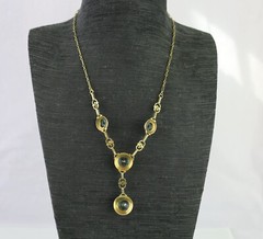 Antique Edwardian 14K Gold Round Vivid Blue Zircons with Seed Pearls Necklace