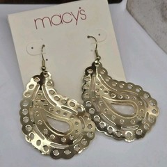 Macy’s Earrings Filigree Chandelier 80’s style gold tone Vintage 2.25 in