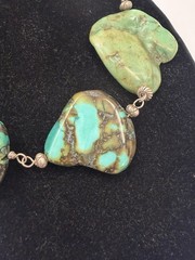 Vintage Turquoise Statement Necklace | Asymmetrical Multi-sized Stones | 18″