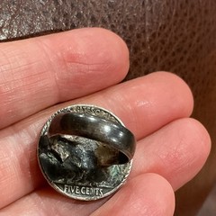 Authentic 1937 buffalo nickel ring loin Signet Ring Old-vintage Sterling Silver