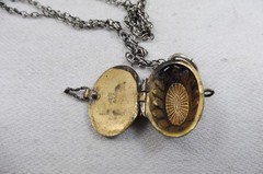 Deco Silver Gilt 800 Egyptian Revival Enamel Moses Basket Locket Pendant 1920s