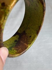 Vintage Green Yellow Brown Swirled Bakelite Bangle Bracelet 67mm