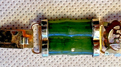 Vintage Chinese Nephrite Jade Bamboo Shape 5 Segment 10 Piece Bracelet With Box