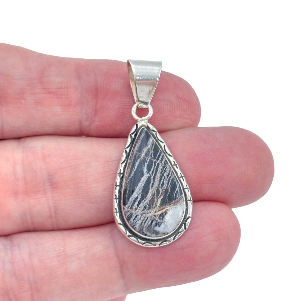 Vintage Sterling Silver 925 White Buffalo Pendant