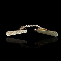 Vtg Retro MCM Gold Tone Textured Bar Scarf Collar Bar Chain 8.5in