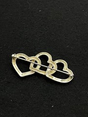 Tiffany & Co Triple Heart Brooch Pin Sterling Silver 925 Open Heart Design 1984