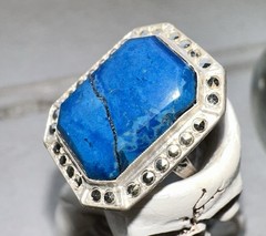 Antique/Vintage Sterling Silver Lapis Lazuli And Marcasite Ring. Art Deco