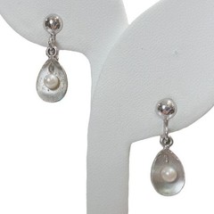 Vintage Sterling Lamode Pearl Screw Back Drop Dangle Earrings Old Money Coastal
