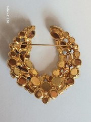 NICE VINTAGE ESTATE JULIANA? RHINESTONE WREATH 2-1/2″ BROOCH FALL COLORS AUTUMN