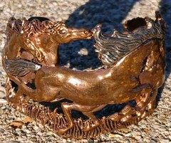 Vintage Horse Cuff The Good Collective Bronze Sterling Silver Accents Bracelet