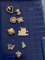 Vintage Charm Holder Hanger Butterfly Pendant Display Yellow Gold WITH CHARMS!