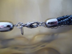LIA SOPHIA 5 STRANDS GRAY SEED BEADS w CRYSTALS & ABALONE NECKLACE #23/18A