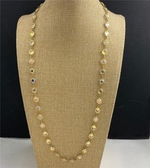 Vintag Bezel Set Austrian AB Clear Crystals Gold Tone Necklace 29.5″ long
