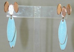Vintage Copper Matisse Renoir Turquoise Enamel Dangle Earrings