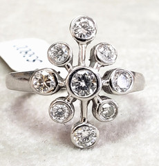 Vintage Natural Diamond Cocktail Ring 0.80CT(Est). 14K gold S-7.25