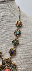 Rare Vintage Goldtone Hollycraft Cabochon Statement Necklace