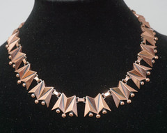 Vintage Copper Necklace RENOIR Signed Jewelry Choker Clip on Earrings Set
