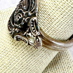 Vintage Sterling Silver Spoon Ring Ornate Rose Floral Pierced Size 8.25 8.6gr