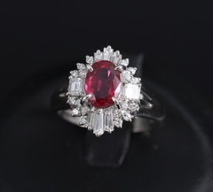 Fine 1.22ct GIA Certified Ruby & 0.54ct Diamond Platinum Ring, Size 4.75