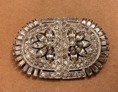 Vintage 1930s Art Deco Coro Duette Brooch Clip Earrings Rhinestone Signed