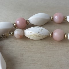 Vintage Angel Skin Coral Carved Bead Necklace 30g Mid-Century PAT 53/935 Clasp