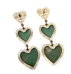 Sugarfix by BaubleBar Heart Drop Earrings Women Green Enamel Gold Tone Dangle