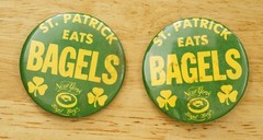 Vintage Pinback Buttons St Patricks Day New York Bagel Boys Advertising