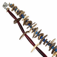 Artisan Coconut Shell Pendant Necklace Dangle Chips Tribal Beaded Boho Chic