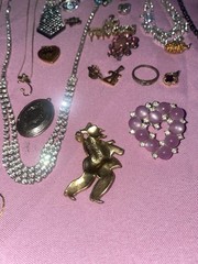 Vintage Estate Costume Jewelry Lot Rings Bracelet Necklace Earrings Pins