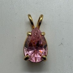Vintage Gold Tone Pink Ice Pendant Pear Shape Fashion
