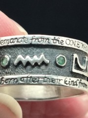 VTG EMERLD STONES TABLET MERCURY CUSTOM RING STERLING SILVER Not Many Made