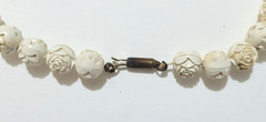 Art Deco Celluloid Rose Bud 1930s Necklace Carved Antique 16″ Long MCM