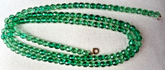 Vintage Green Glass Crystal Bead Faceted Long Necklace 46″ Gorgeous Sparkle!