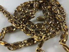 Vintage Gold Toned Reversible Two Sided Unusual Snake Links Long Chain Necklace