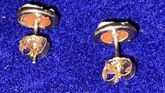 VINTAGE Solid 14K Yellow Gold Oval Cameo Post Earrings W/14K Backs