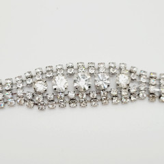 La Rel Rhinestone Clear Sparkling Wide Multi Stone Fancy Dress Vintage Bracelet
